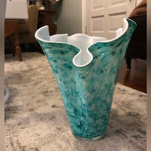 Murano Style Handblown Handkerchief Glass Vase